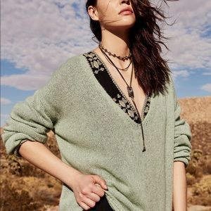 Free People Gossamer V Neck Slouchy Sweater